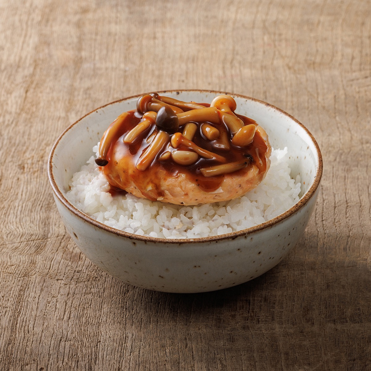ข้าวซอสเห็ดชิเมจิแซลมอนแฮมเบิร์ก / Salmon Hamburg Shimeji Sauce Rice