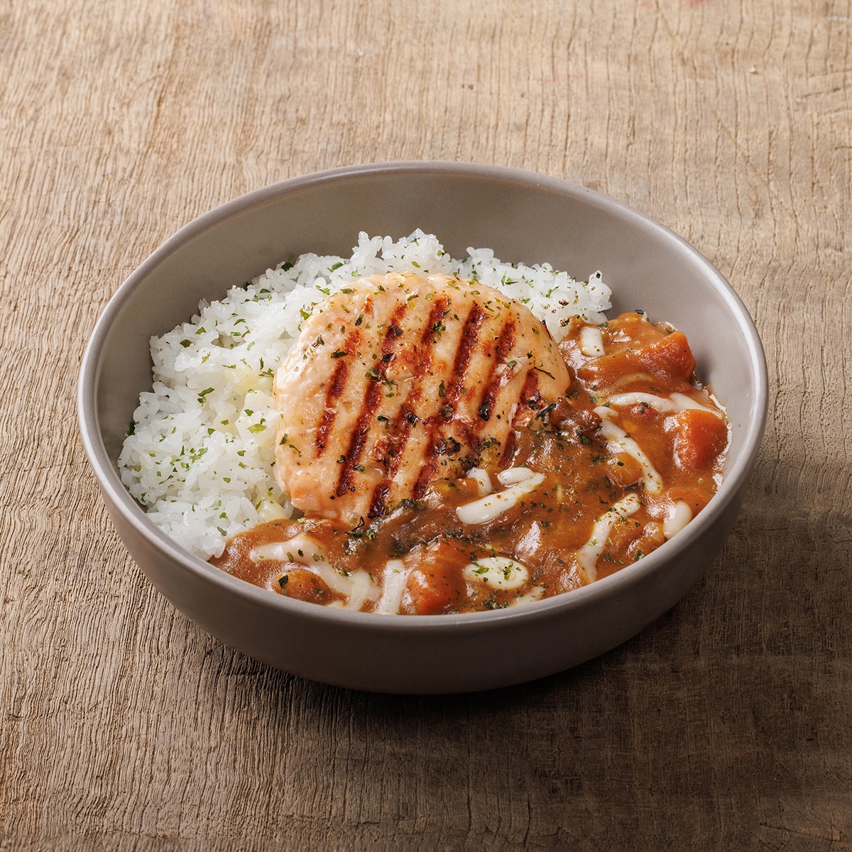 ข้าวแกงกะหรี่ชีสแซลมอนแฮมเบิร์ก / Salmon Hamburg Cheese Curry Rice